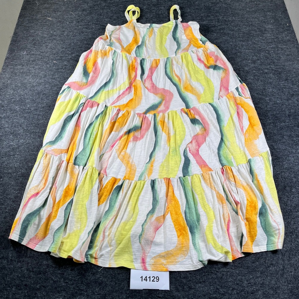 Torrid Tiered Maxi Dress Womens 1 Multicolor Wavy Abstract Cotton Stretch Preppy